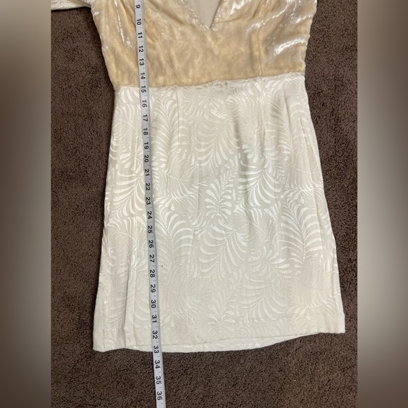 Elegant Cream V-Neck Dress - Picture 8 of 10